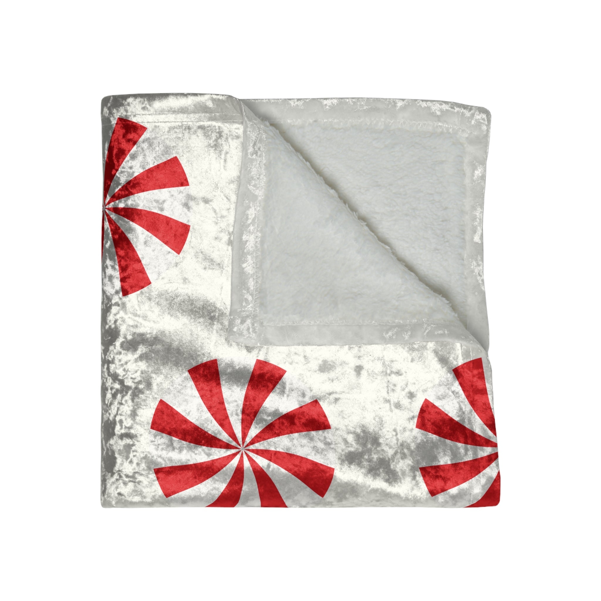Peppermint Swirl Crushed Velvet Throw Blanket | Luxury Red &amp;amp; White Christmas Decor | Ultra Soft Holiday Gift