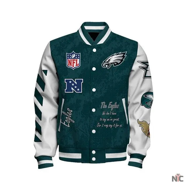 Philadelphia Eagles 2X Super Bowl LIX Champions Winning Spirit Varsity Jacket