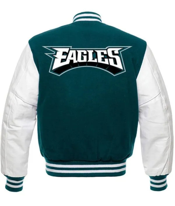 Philadelphia Eagles Green and White Varsity Jacket