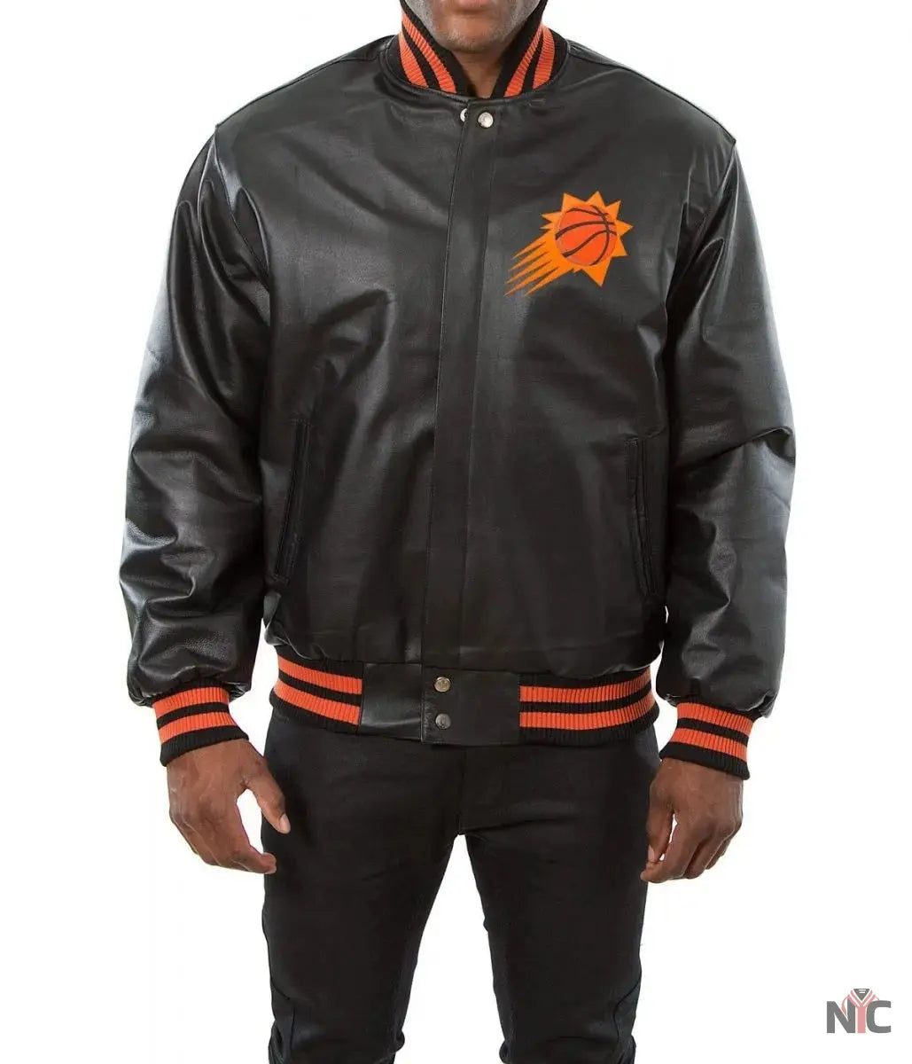 Phoenix Suns Black Leather Varsity Jacket
