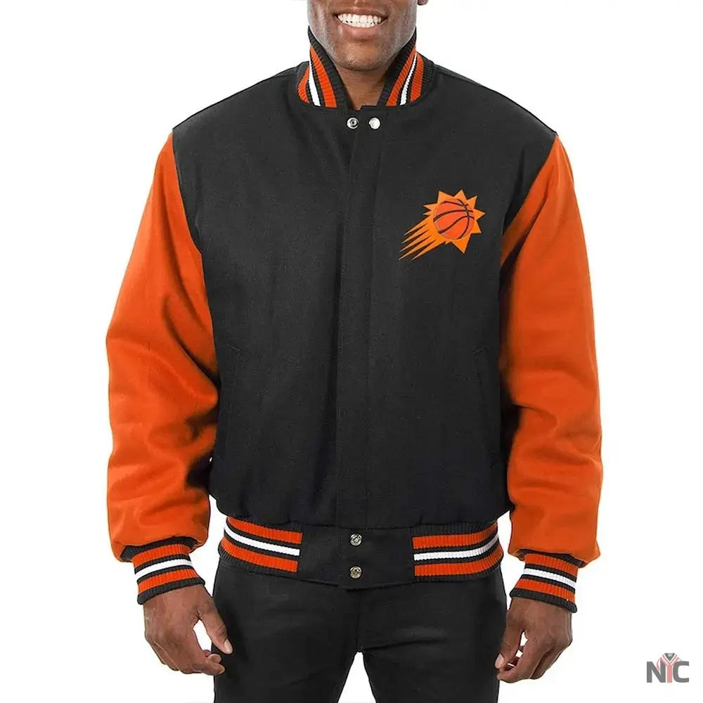 Phoenix Suns Black and Orange Wool Varsity Jacket