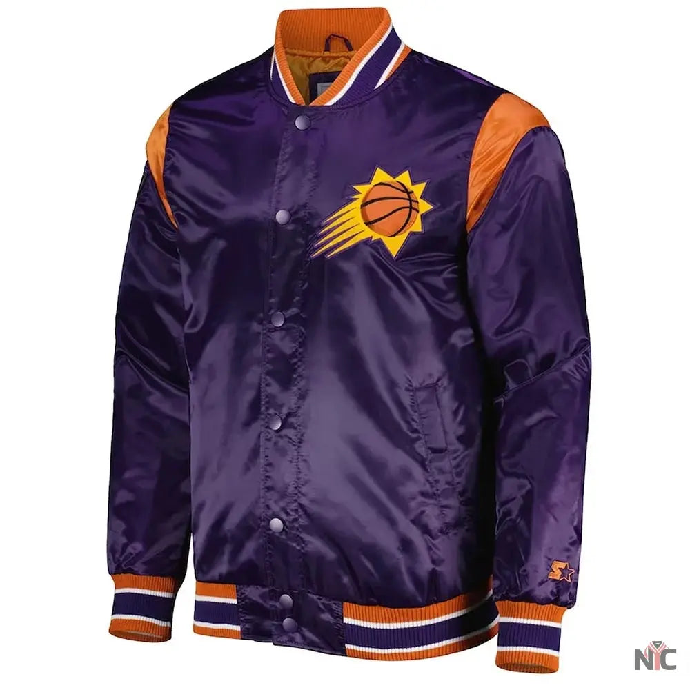 Phoenix Suns Force Play Purple Varsity Satin Jacket