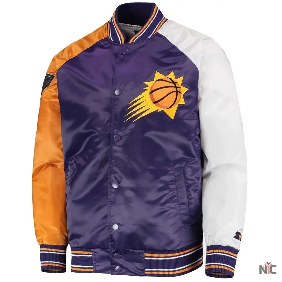 Phoenix Suns Reliever Purple and Orange Satin Jacket