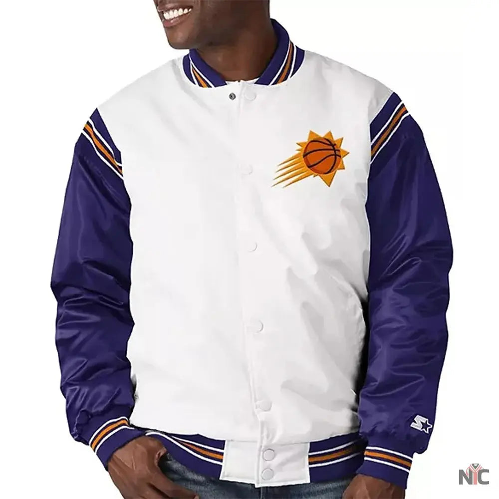 Phoenix Suns White and Purple Renegade Satin Jacket