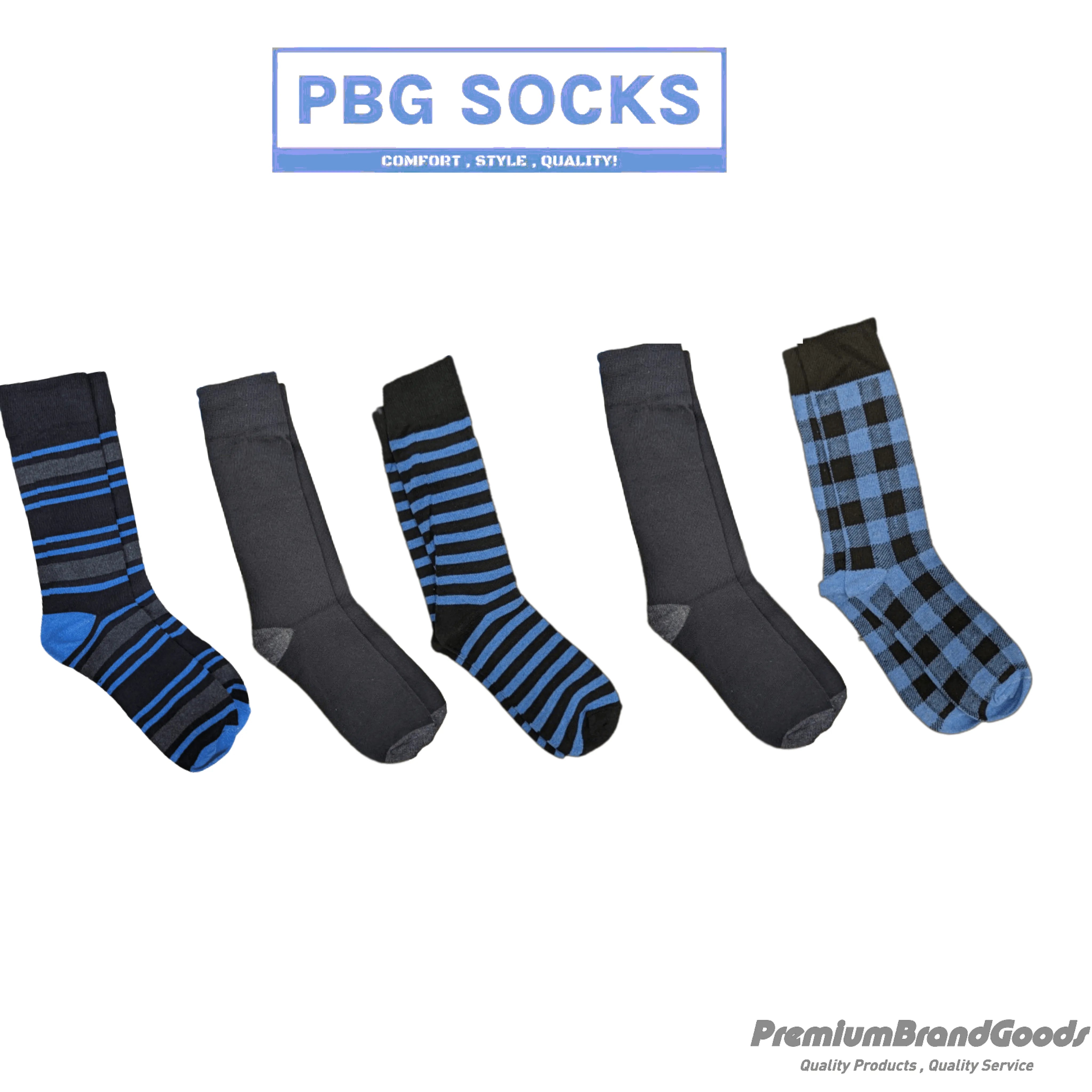 PBG Best Mens Dress Socks - 5-Pack, Black/Blue, Sizes 10-13, Stylish &amp;amp; Comfortable