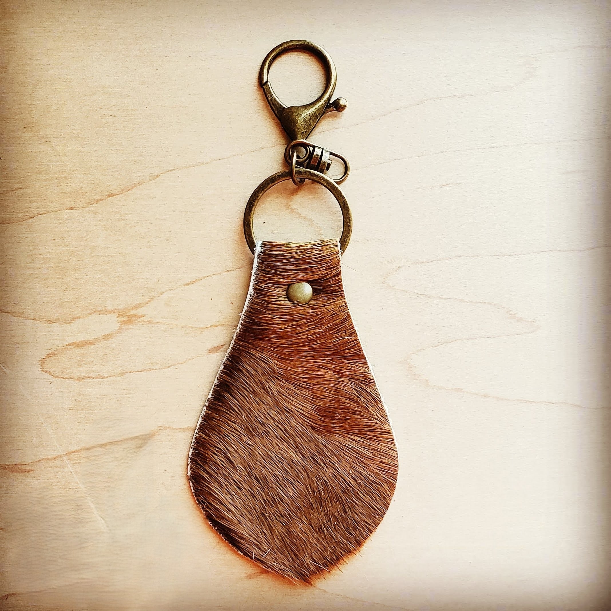 Hair on Hide Leather Key Chain - Naturals 700t