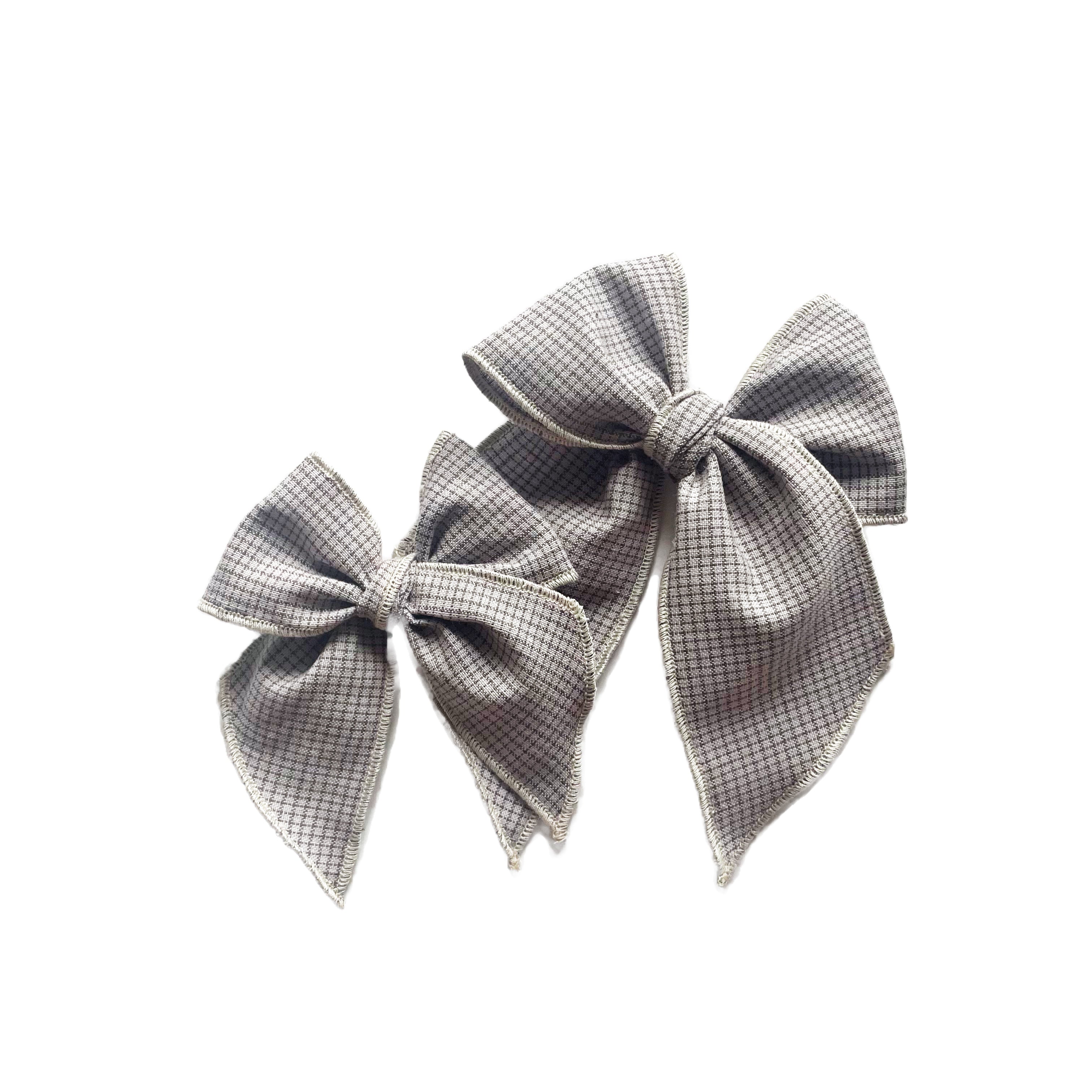 Slate Mini Check Elle Bow