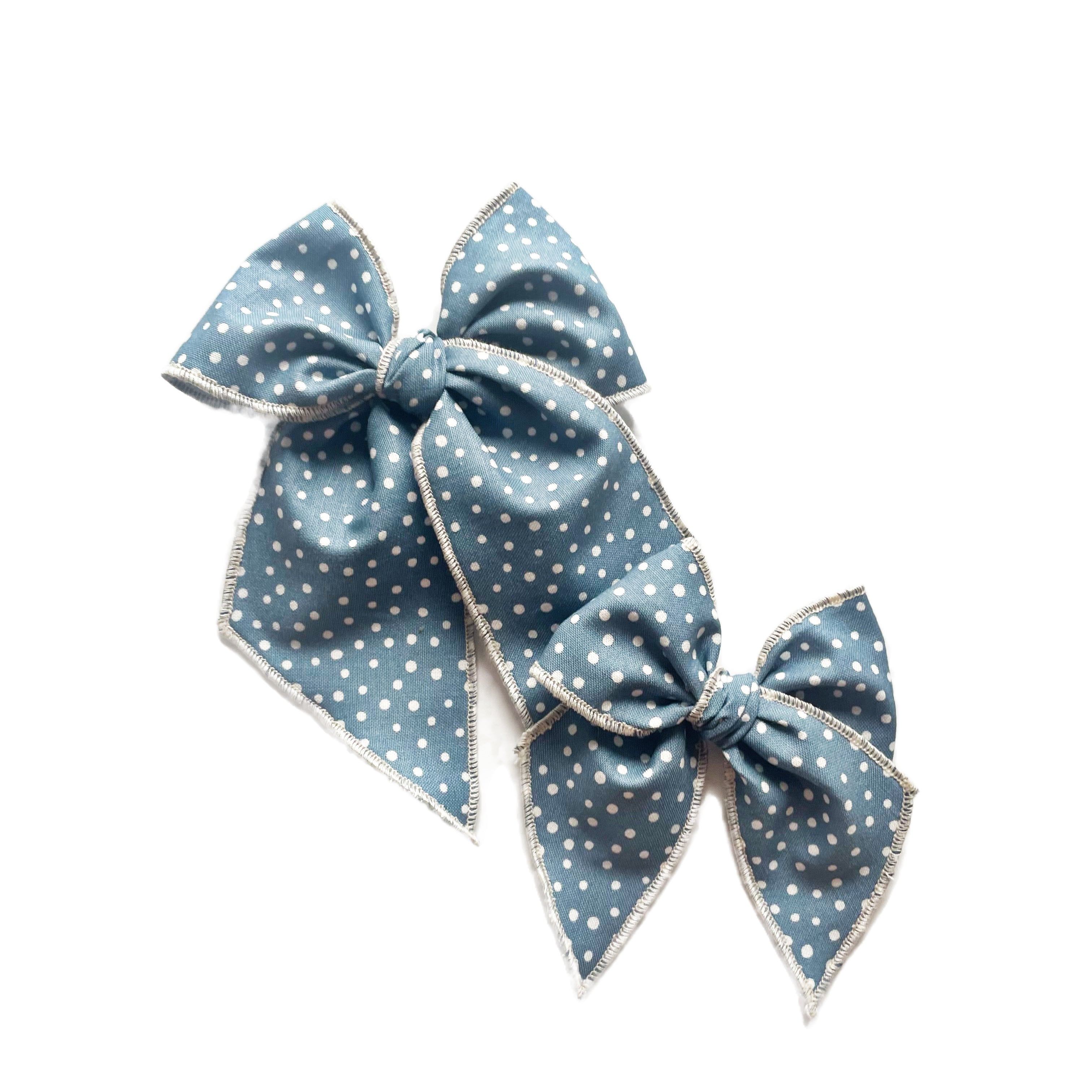 Denim Dots Elle Bow