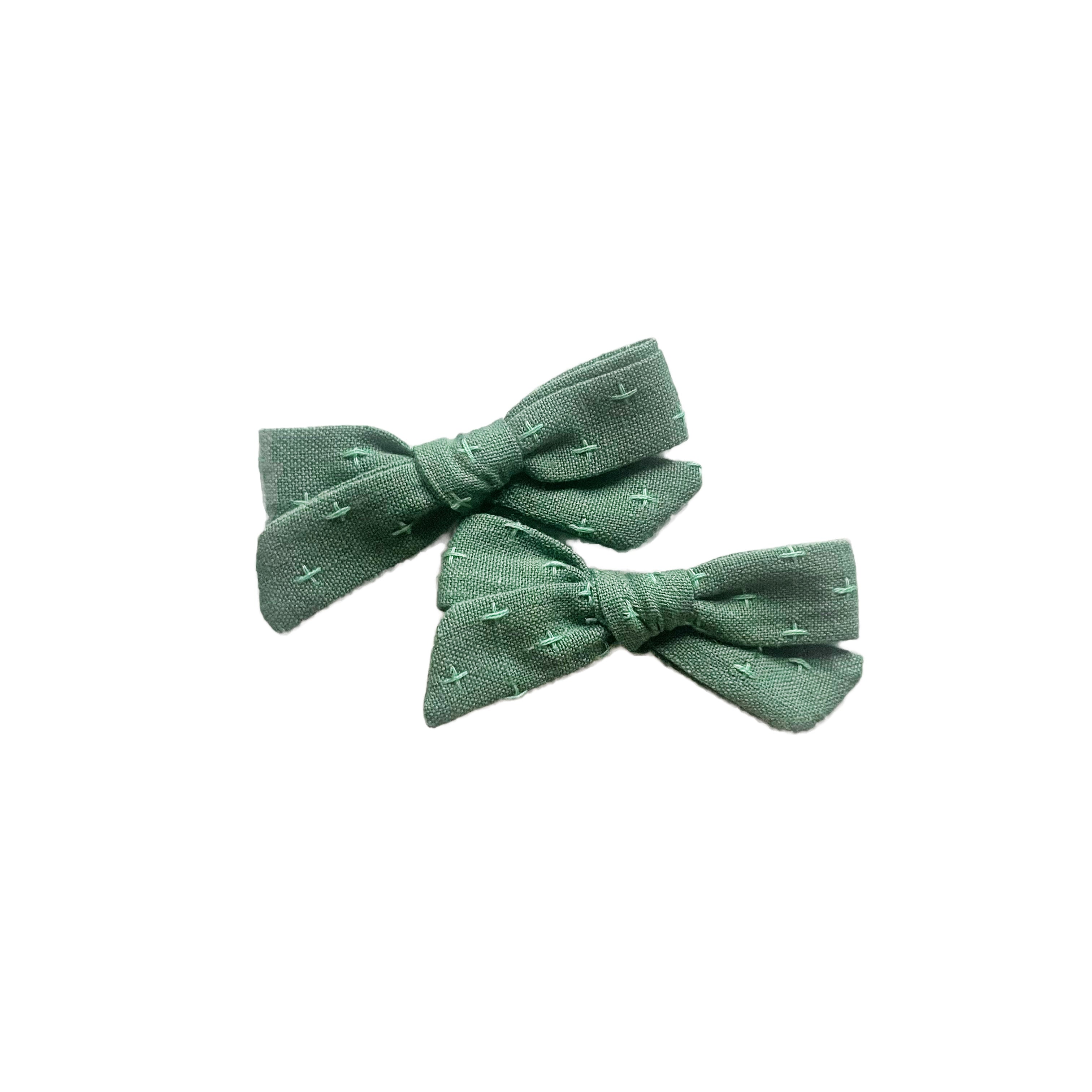 Evergreen Cross-stitched Madison Pigtail Set