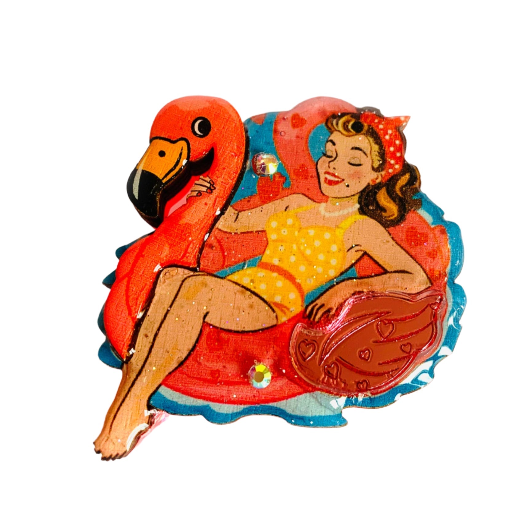 Frankie &amp;amp; the Flamingo Float Brooch by Rosie Rose Parker