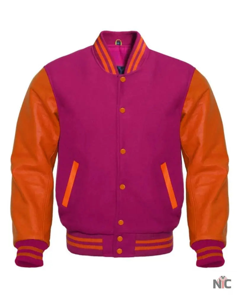 Pink And Orange Varsity Jacket