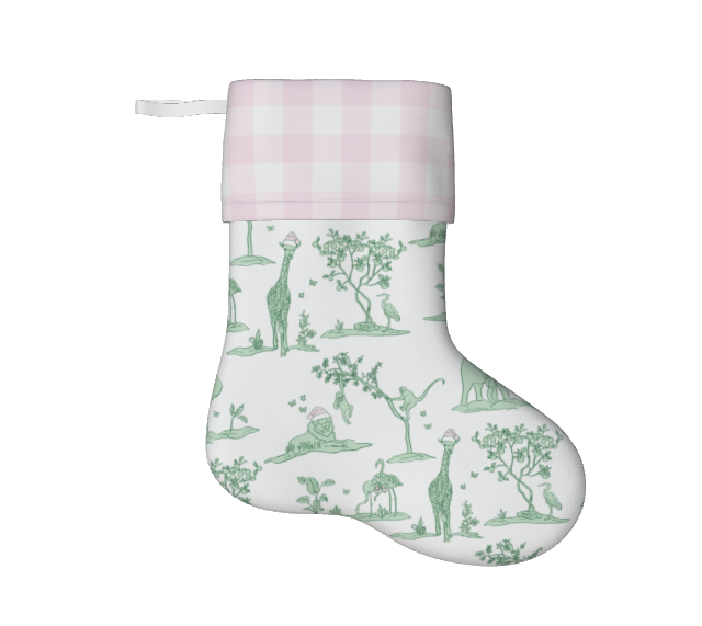 Pink and Green Zoo Chinoiserie Christmas Stocking