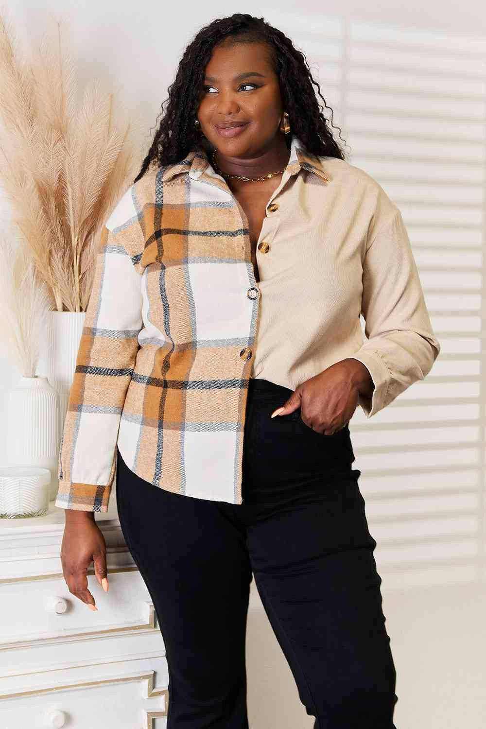 Trendsi Leggings - Plaid dropped shoulder shirt - chic style