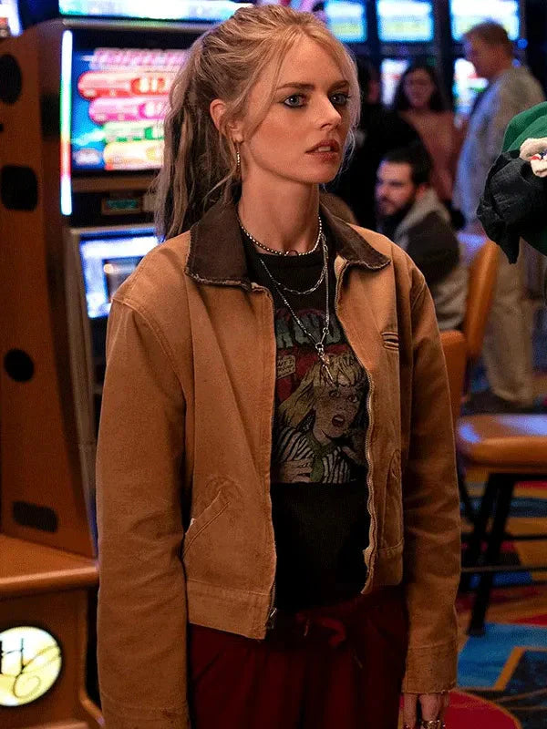 Samara Weaving Eenie Meanie Brown Cotton Jacket