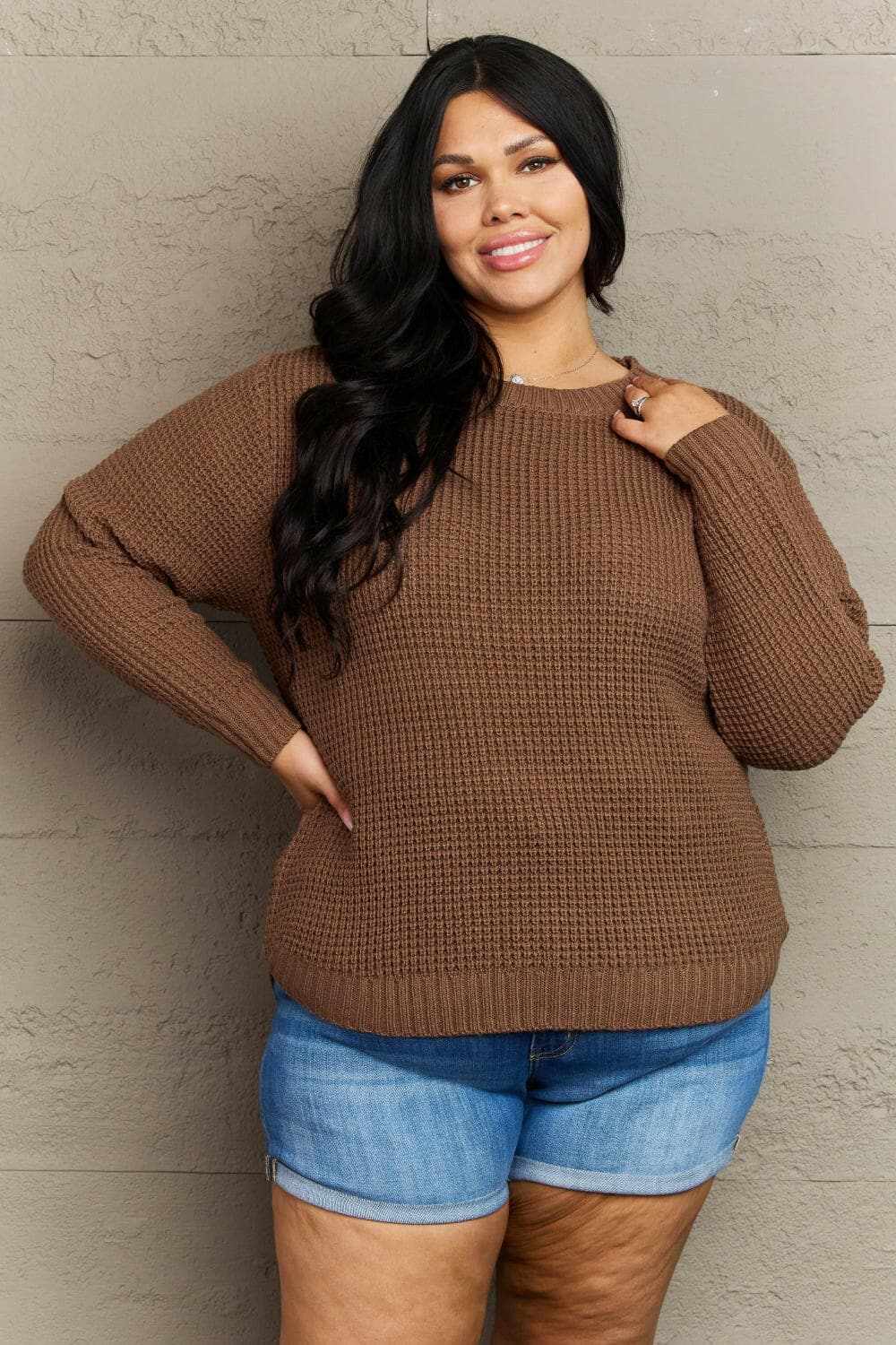 closeout - Plus size high-low sweater by Zenana