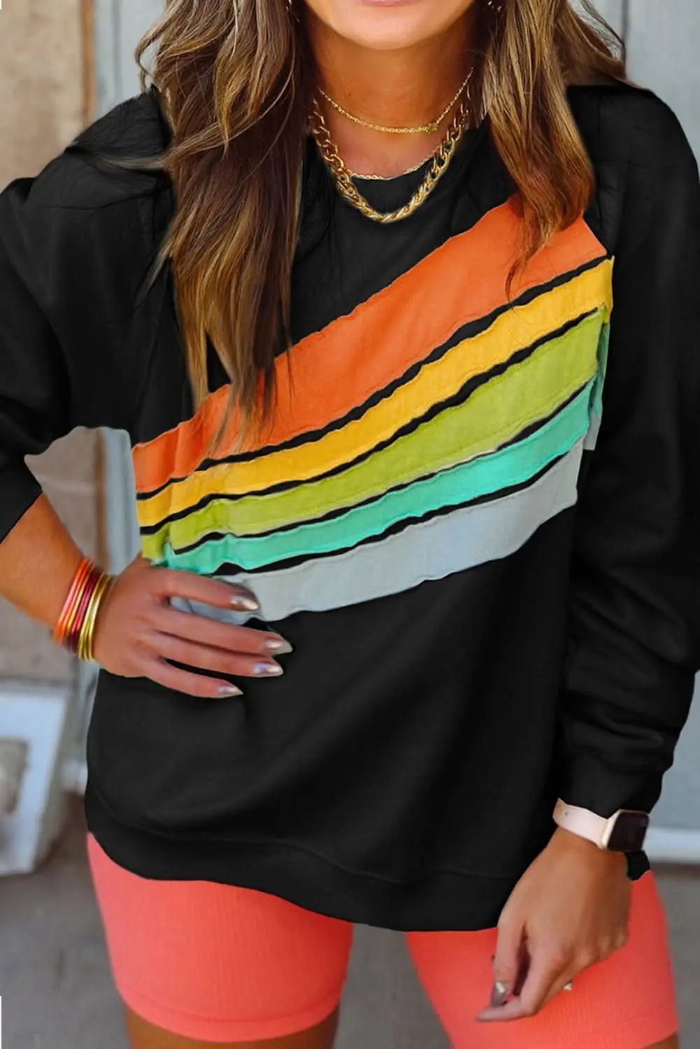 Love Salve Rainbow Raglan Women&amp;#39;s Everyday Sweatshirt: Plus Size &amp;amp; Comfy