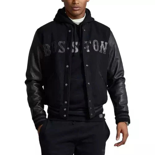 Polo Ralph Lauren Boston Red Sox MLB Black Ltd Ed Leather Baseball Bomber Jacket