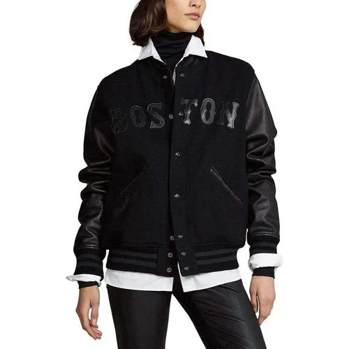 Polo Ralph Lauren Boston Red Sox MLB Black Ltd Ed Leather Baseball Bomber Jacket