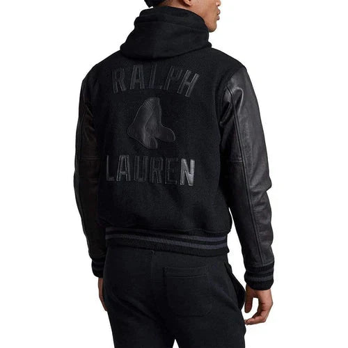 Polo Ralph Lauren Boston Red Sox MLB Black Ltd Ed Leather Baseball Bomber Jacket