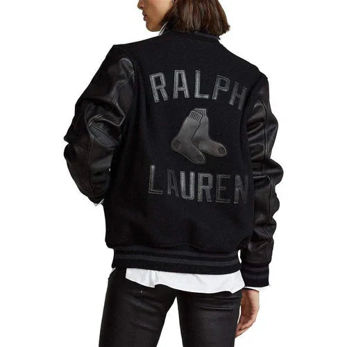 Polo Ralph Lauren Boston Red Sox MLB Black Ltd Ed Leather Baseball Bomber Jacket
