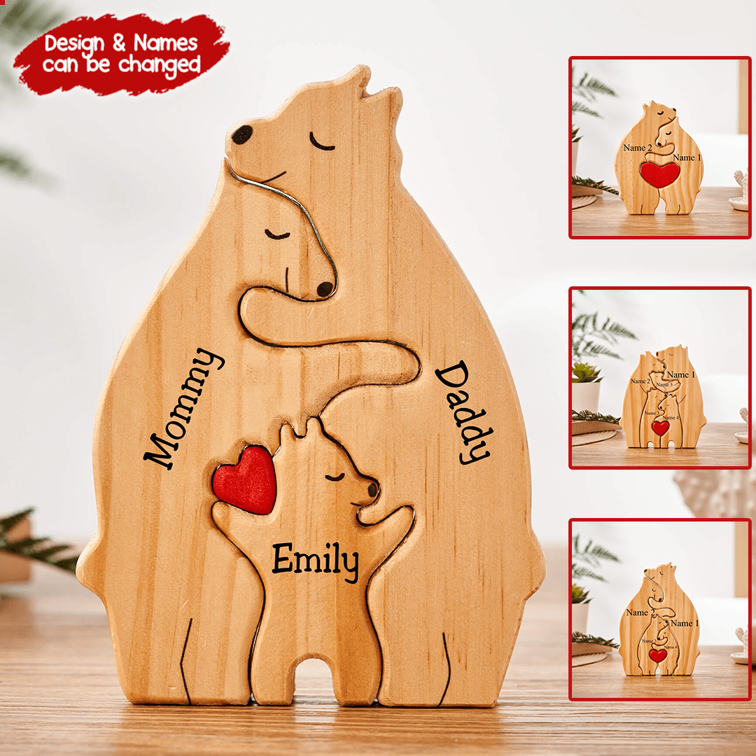 We Are One Wooden Bear Family Puzzle - Gift for Family Members, Parent, Grandparent, Mom and Dad, Grandma & Grandpa, Mother's Day, Father's Day