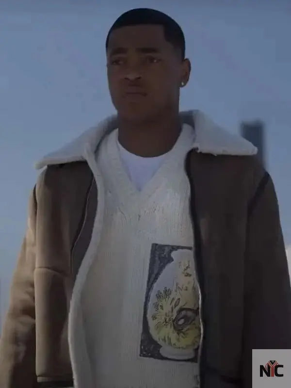 Power Book II Ghost S04 Tariq St. Patrick Shearling Brown Leather Jacket