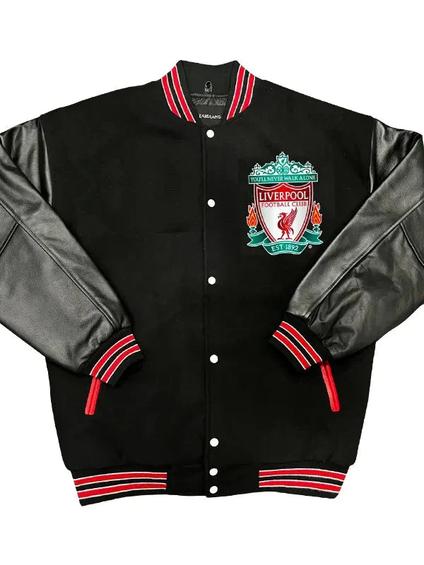 Premier League Team Liverpool FC Black Wool Jacket