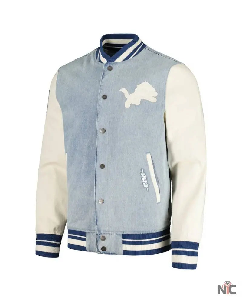 Pro Standard Denim Detroit Lions Varsity Blues Jacket