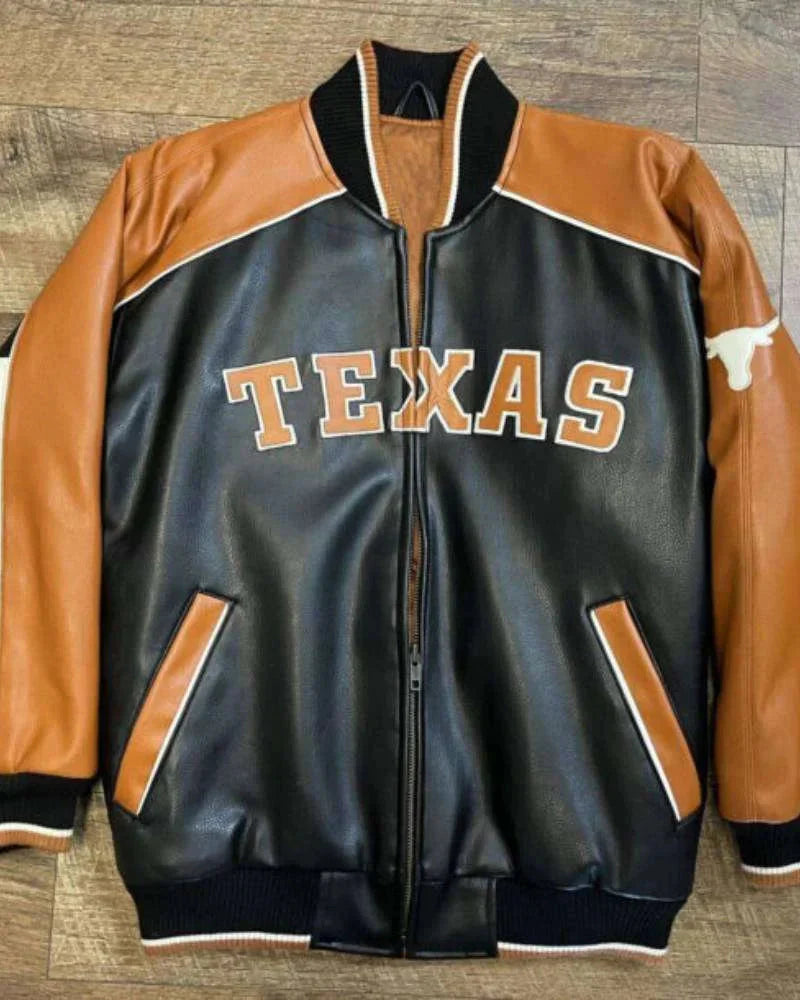 G-III Carl Banks Texas Longhorns Leather Varsity Jacket