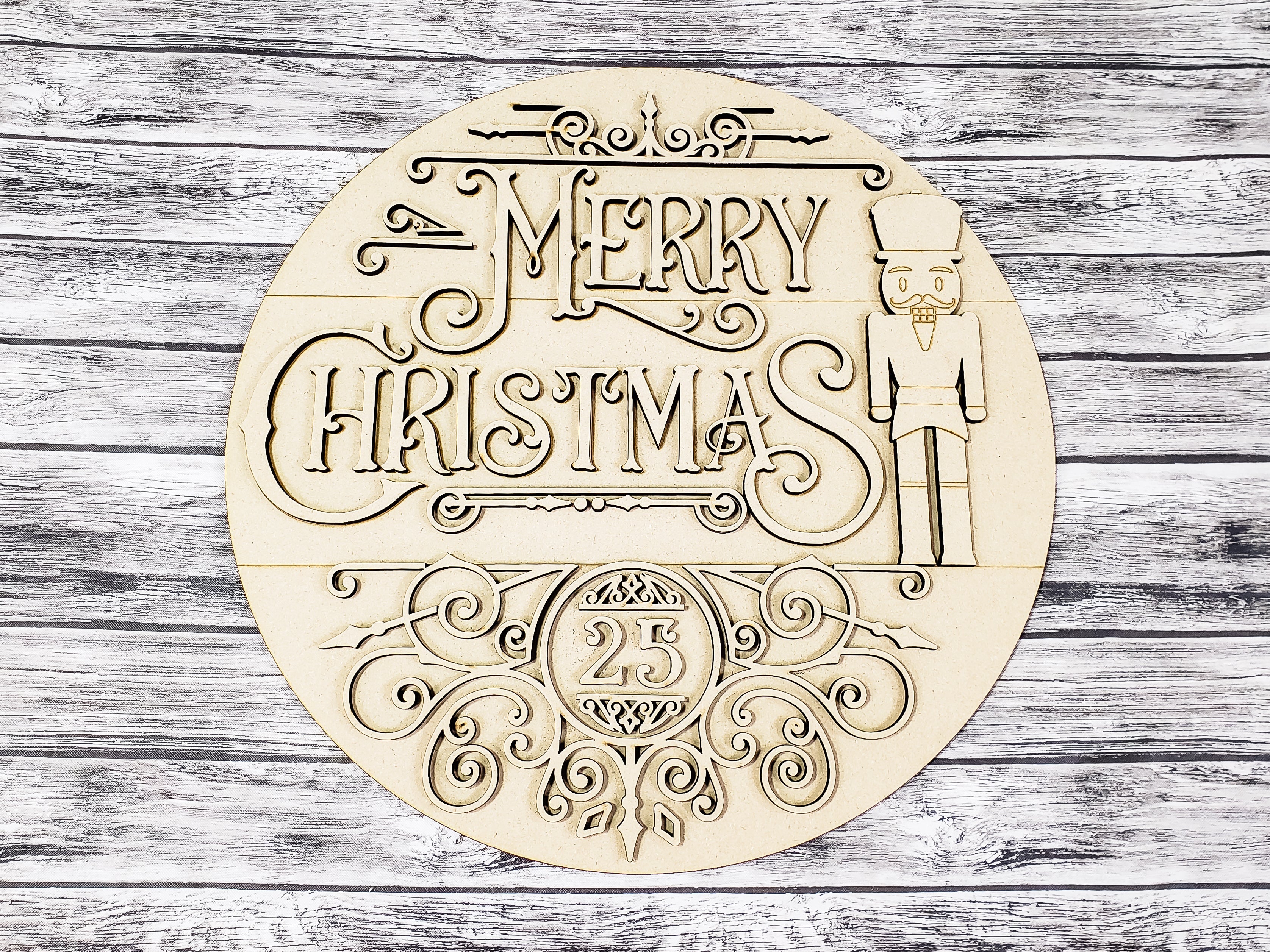 Merry Christmas Nutcracker Door Hanger Unfinished Kit