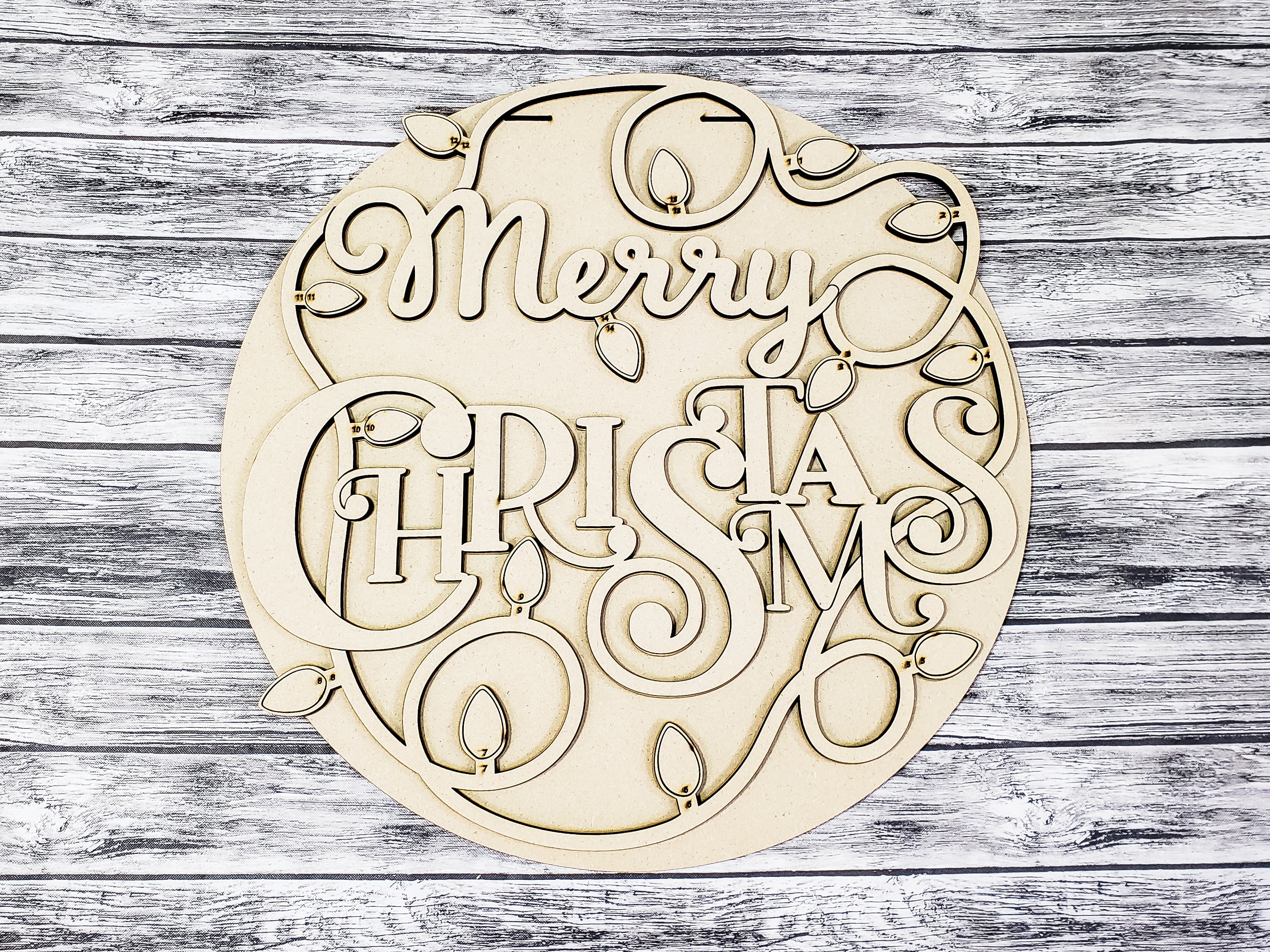 Merry Christmas Lights Door Hanger Unfinished Kit - Make It LIVE!