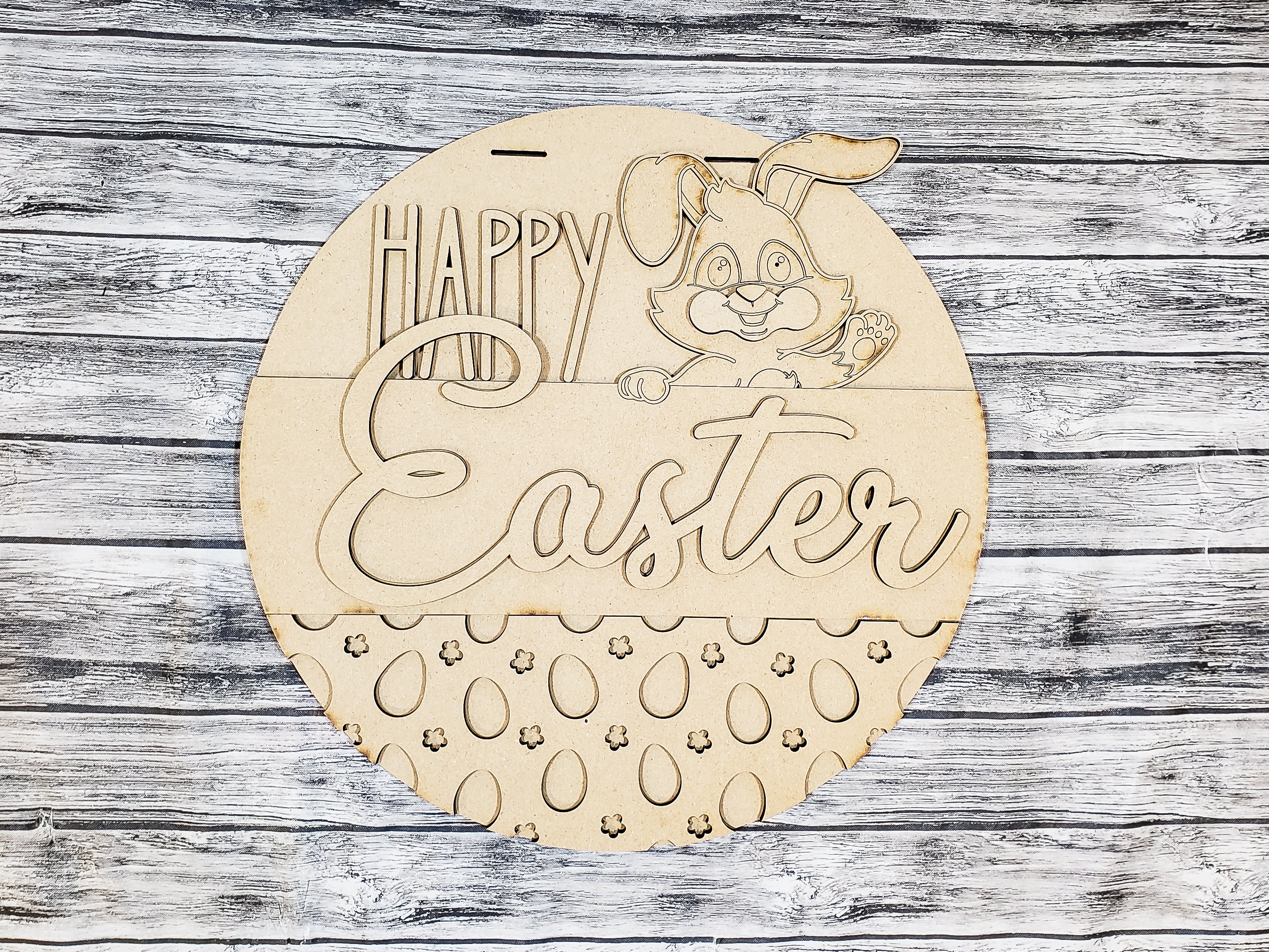 Happy Easter Waving Bunny Door Hanger DIY Unfinished Kit