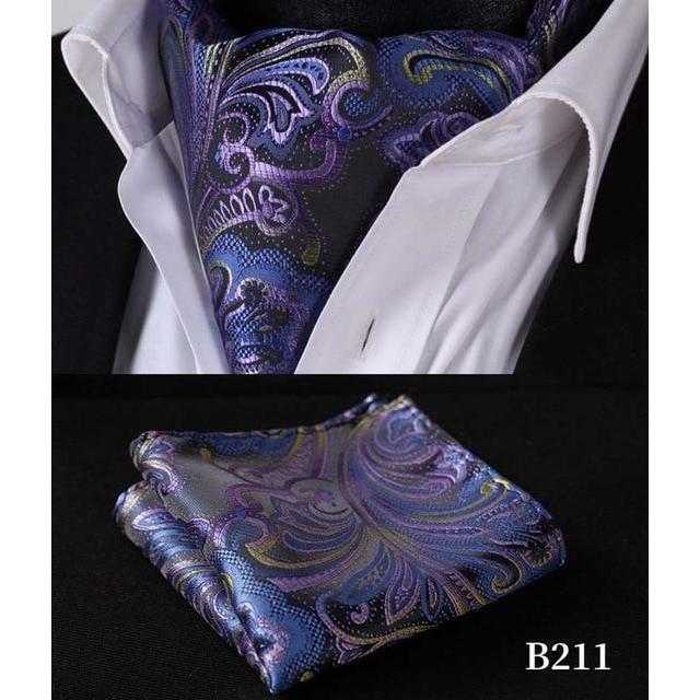 Purple Luxury Paisley Silk Ascot/Cravat Tie &amp;amp; Handkerchief