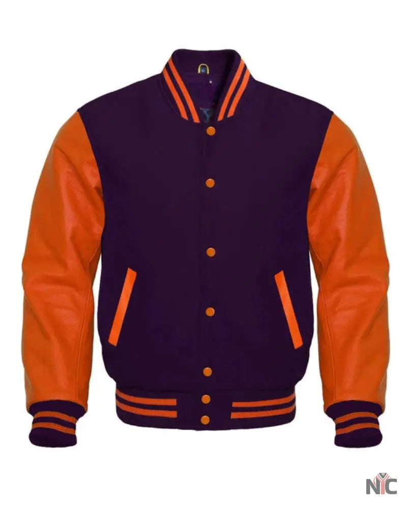 Purple &amp;amp; Orange Varsity Jacket