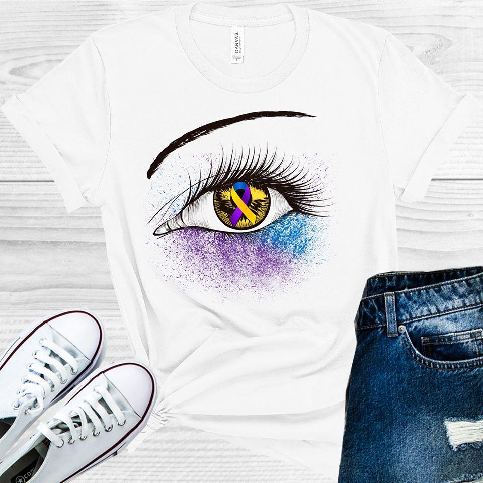 Purple &amp;amp; Yellow &amp;amp; Blue Ribbon Awareness Eye Graphic Tee