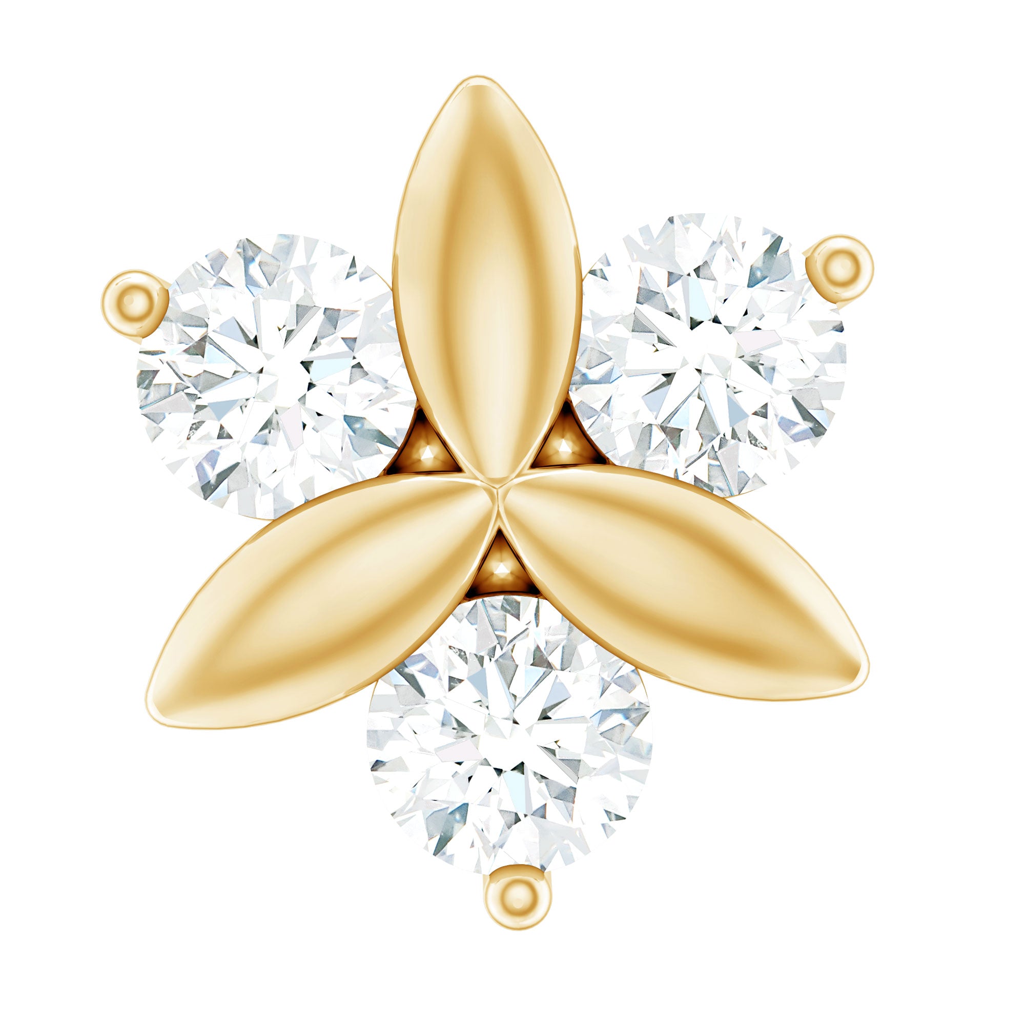 Round Moissanite Flower Cartilage Earring in Gold