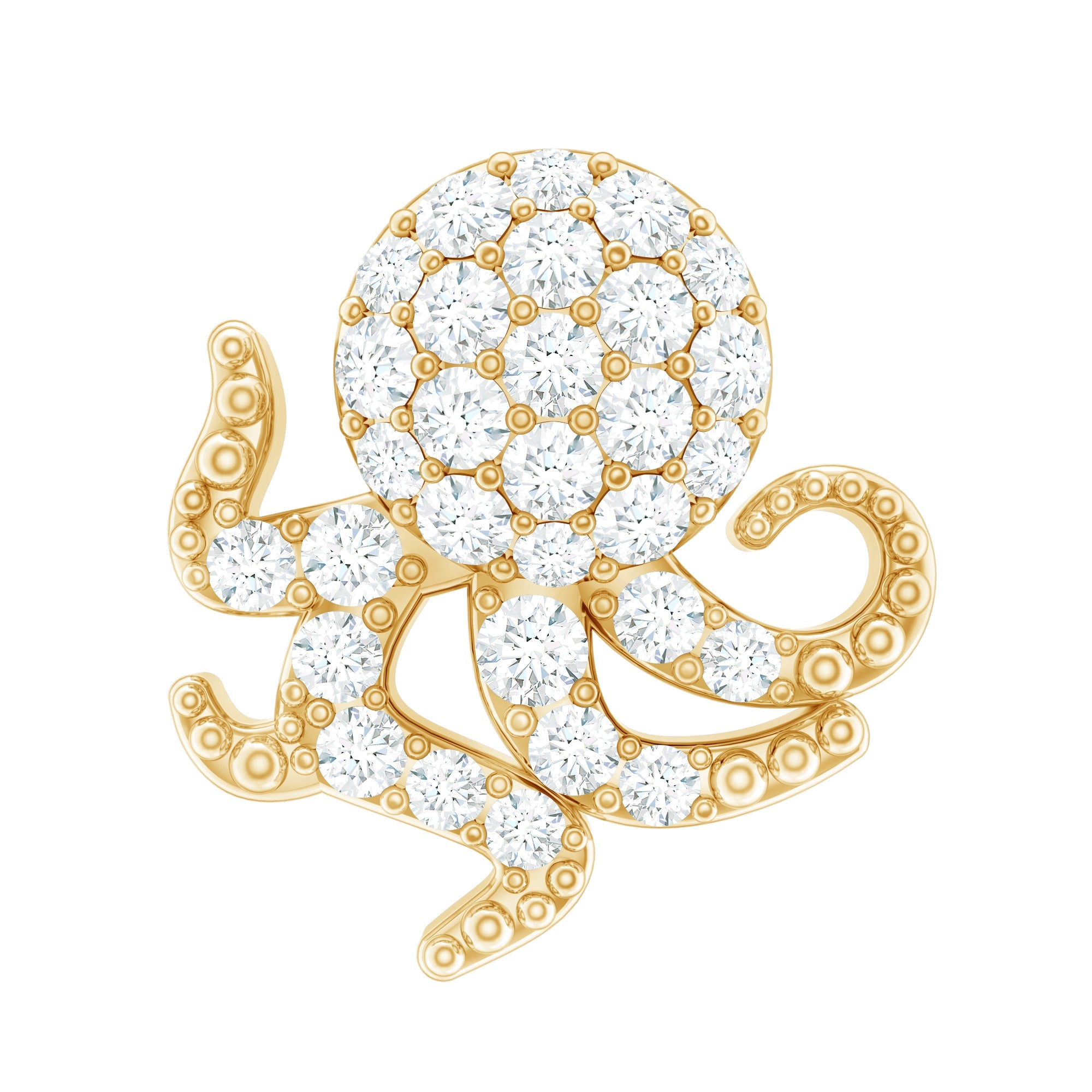 Moissanite Gold Octopus Earring for Cartilage Piercing