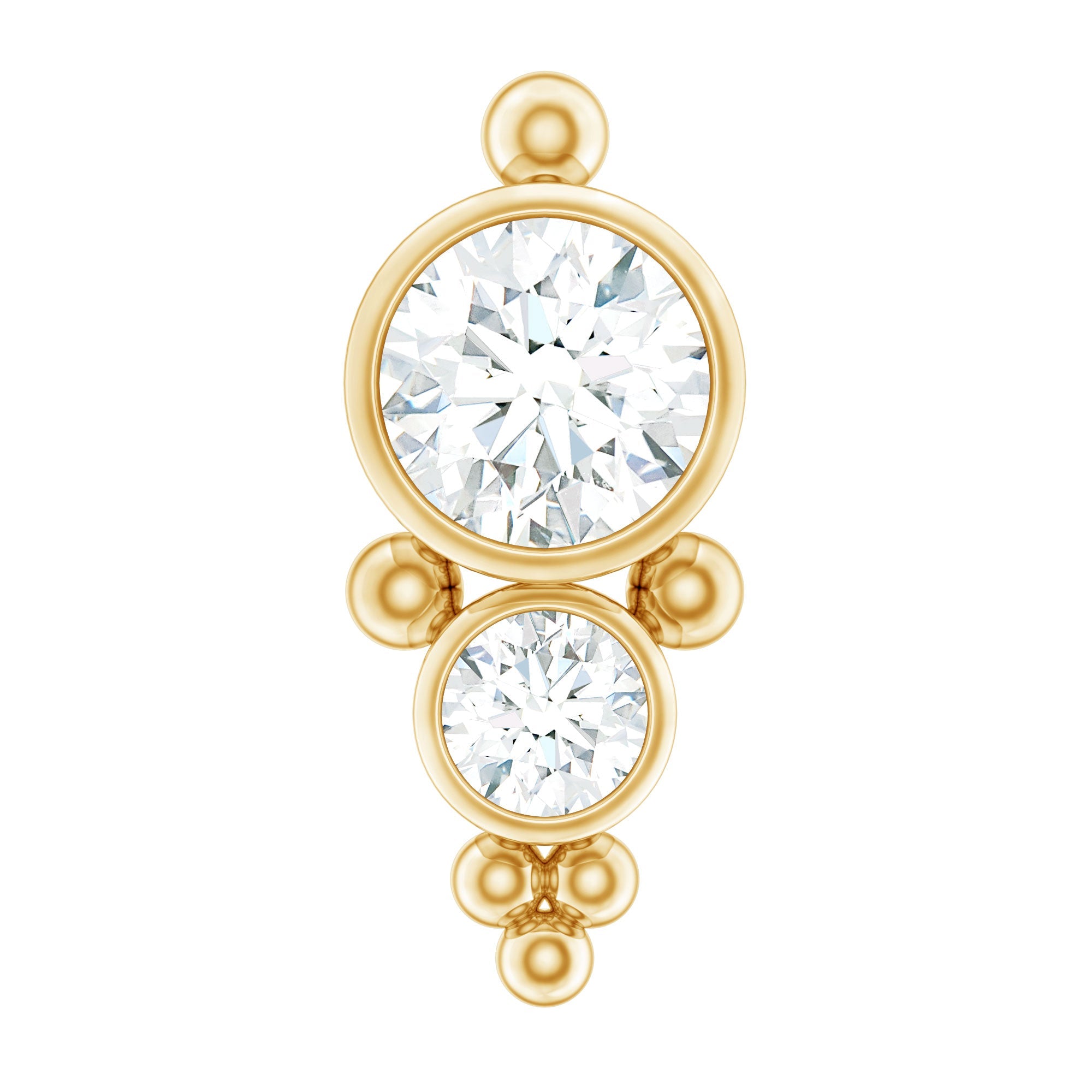 Simple Bezel Set Moissanite Two Stone Tragus Earring