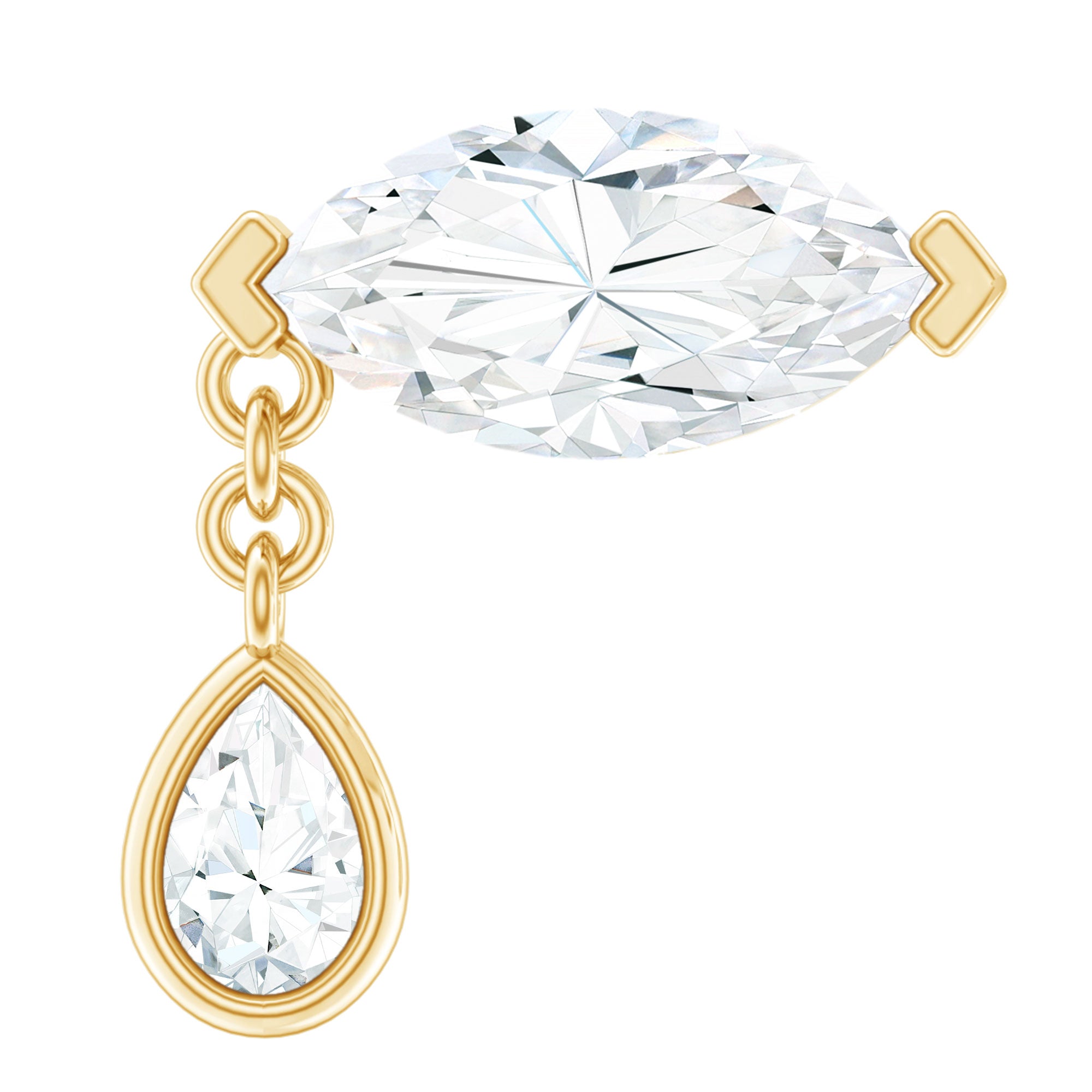 Marquise Moissanite Dangle Cartilage Earring