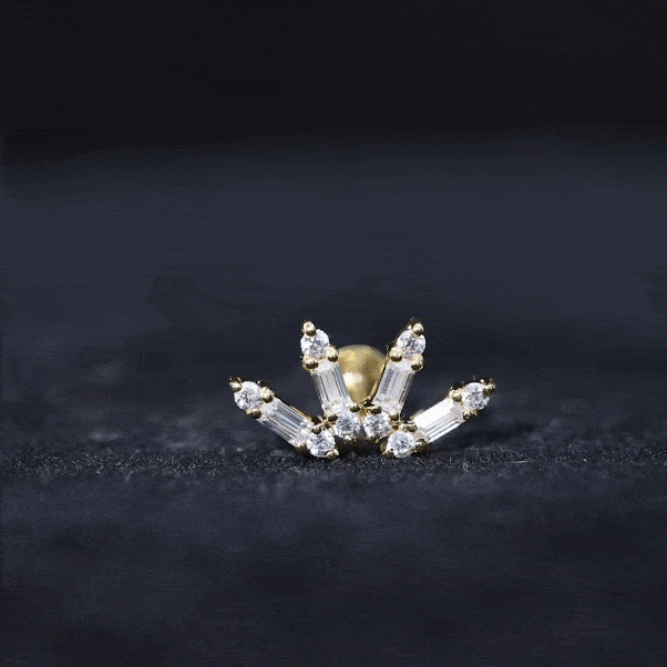 Baguette Moissanite Curved Cartilage Earring