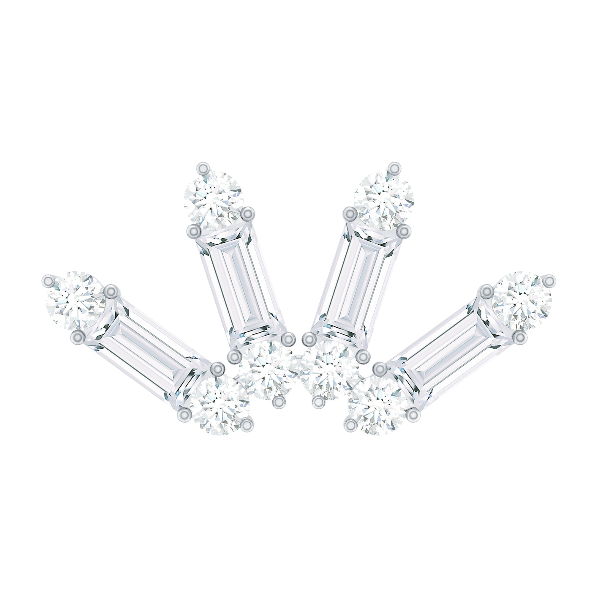 Baguette Moissanite Curved Cartilage Earring