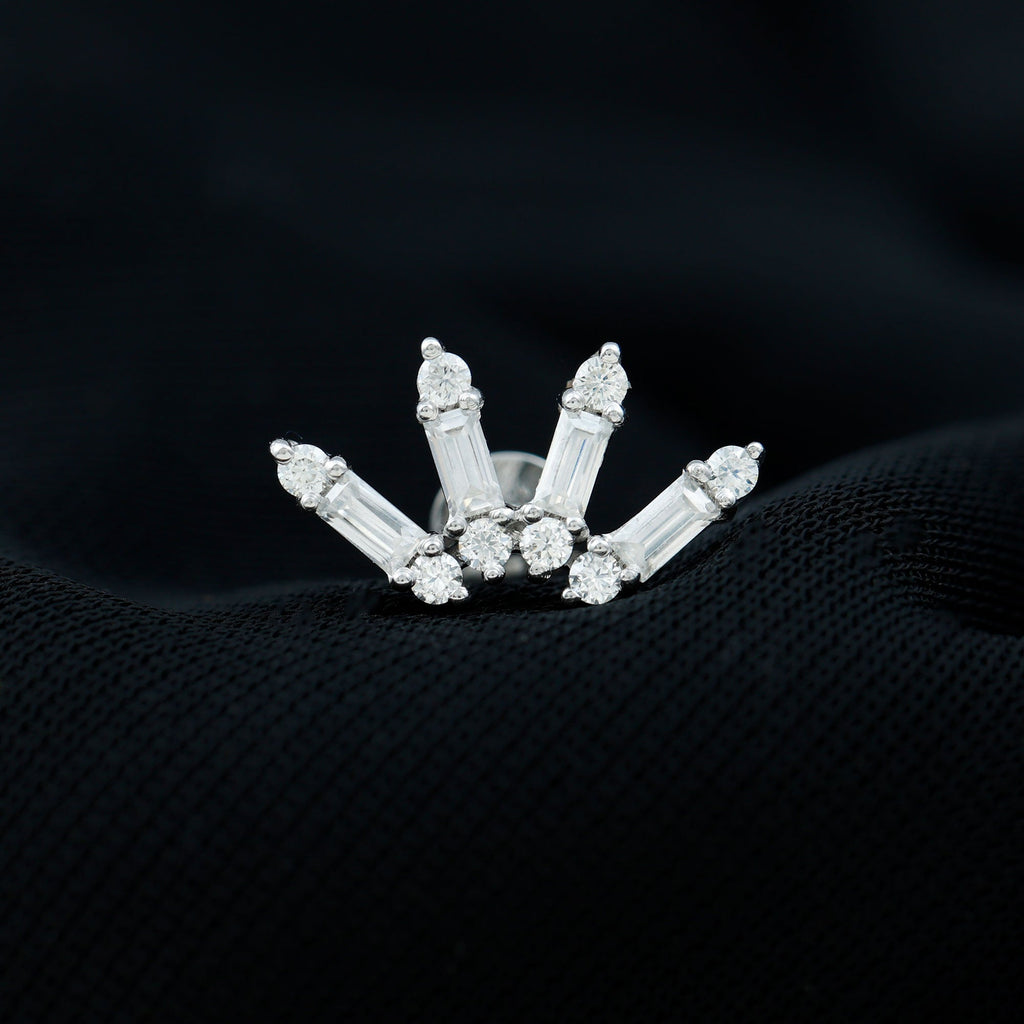 Baguette Moissanite Curved Cartilage Earring