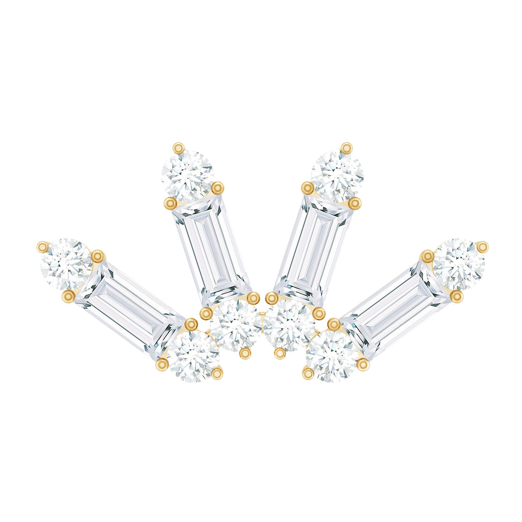 Baguette Moissanite Curved Cartilage Earring