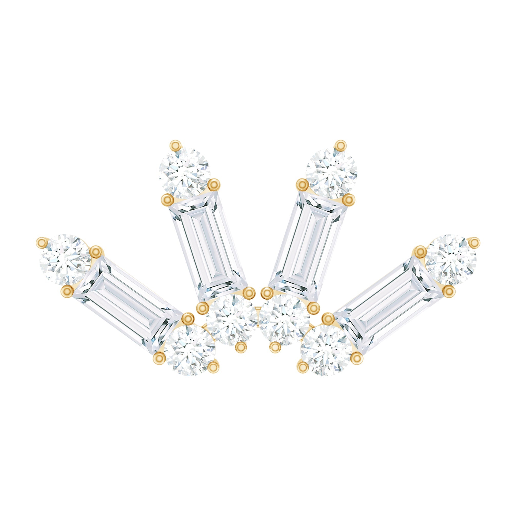 Baguette Moissanite Curved Cartilage Earring