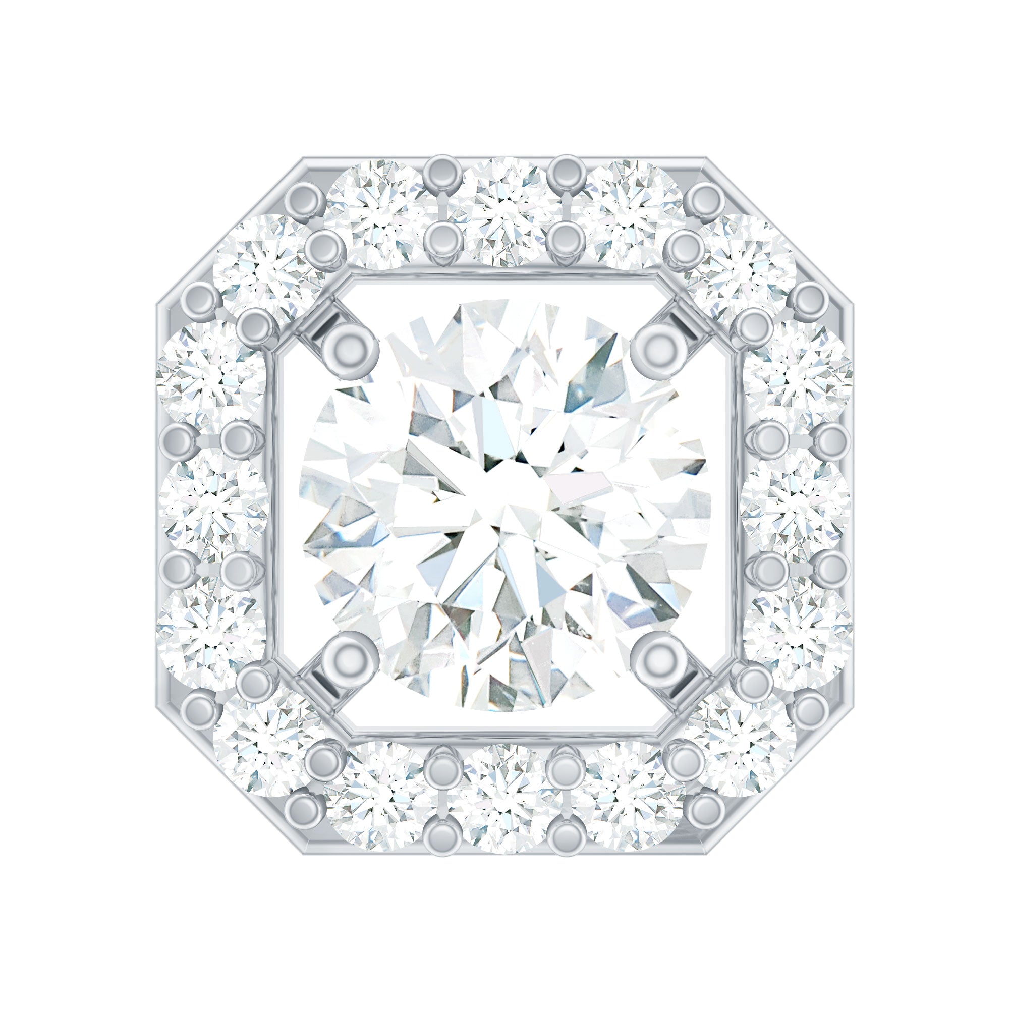 Certified Moissanite Halo Earring for Helix Piercing