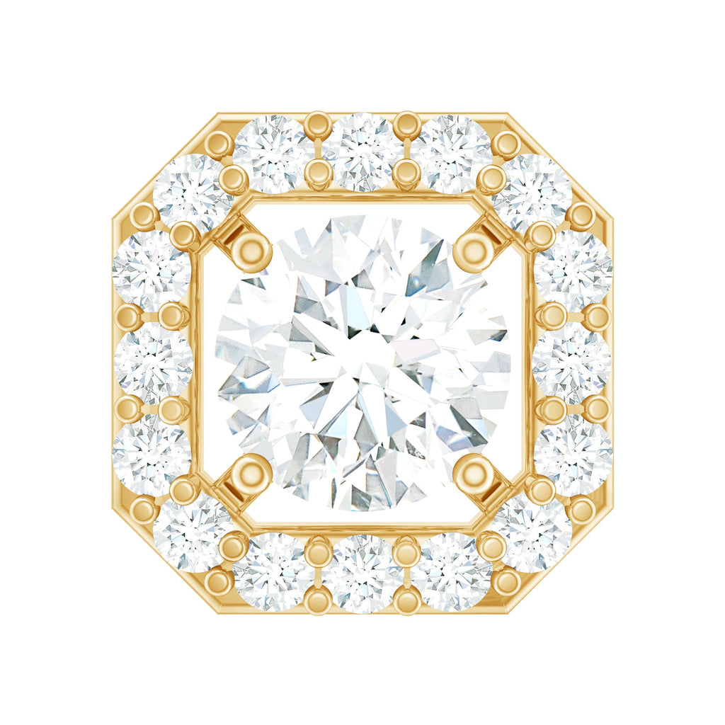 Certified Moissanite Halo Earring for Helix Piercing