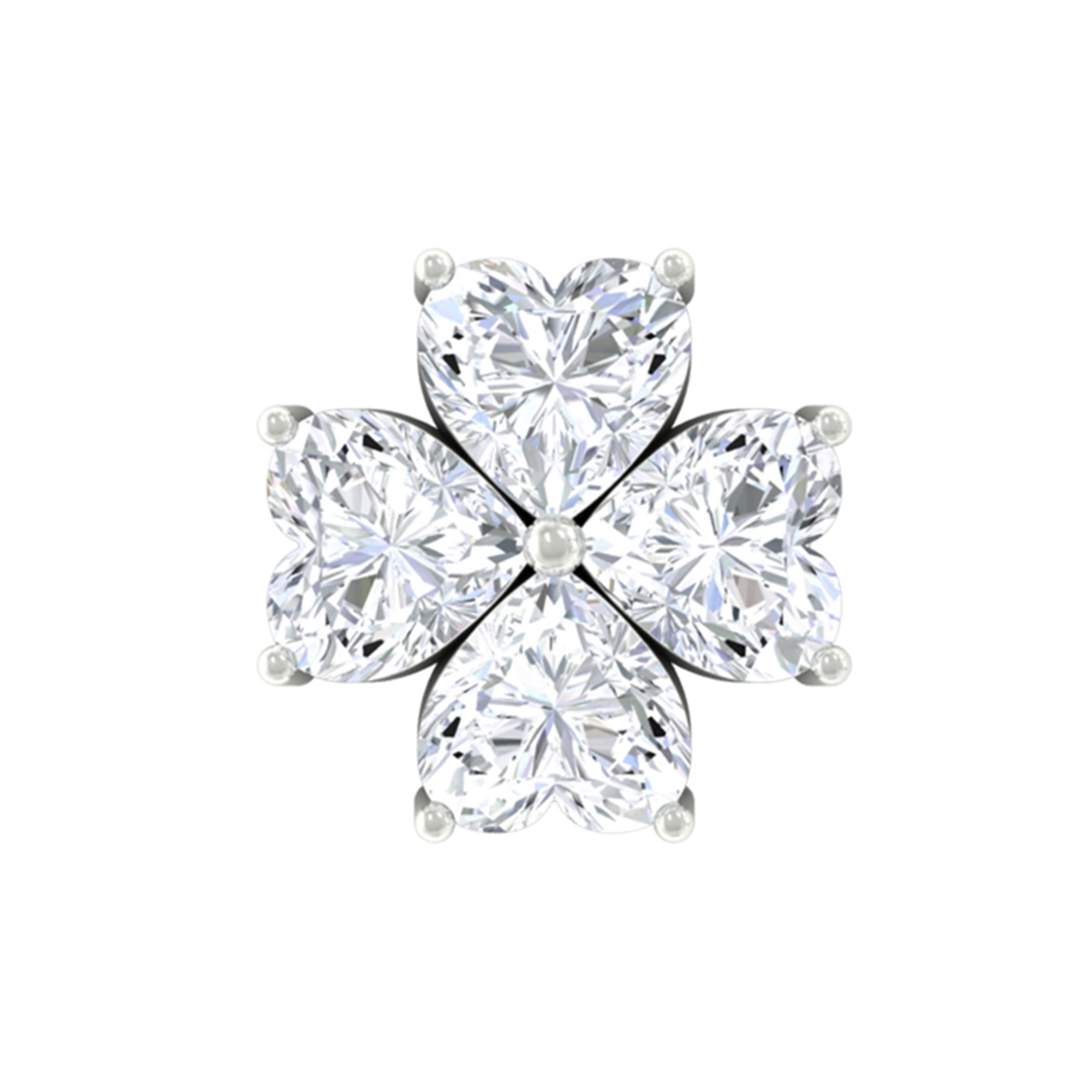 Heart Shape Moissanite Flower Conch Earring in Gold