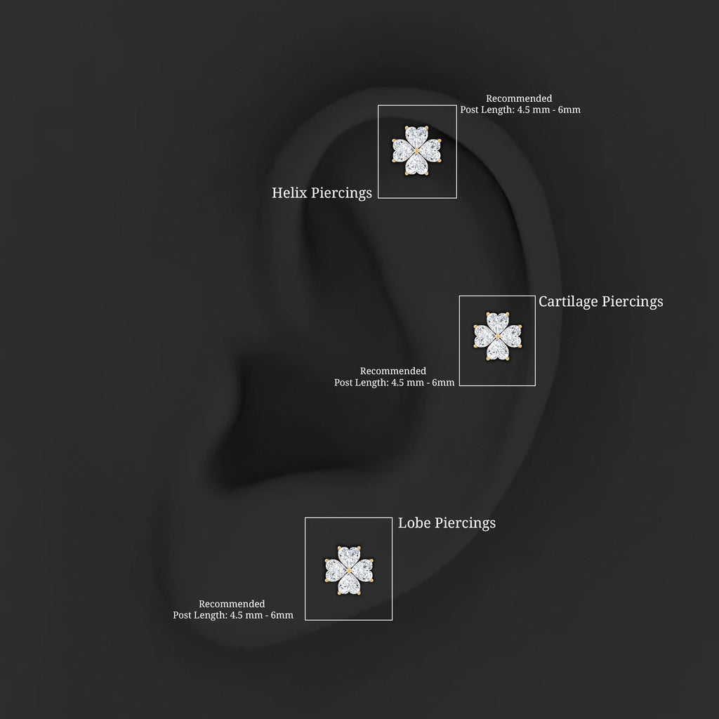 Heart Shape Moissanite Flower Conch Earring in Gold