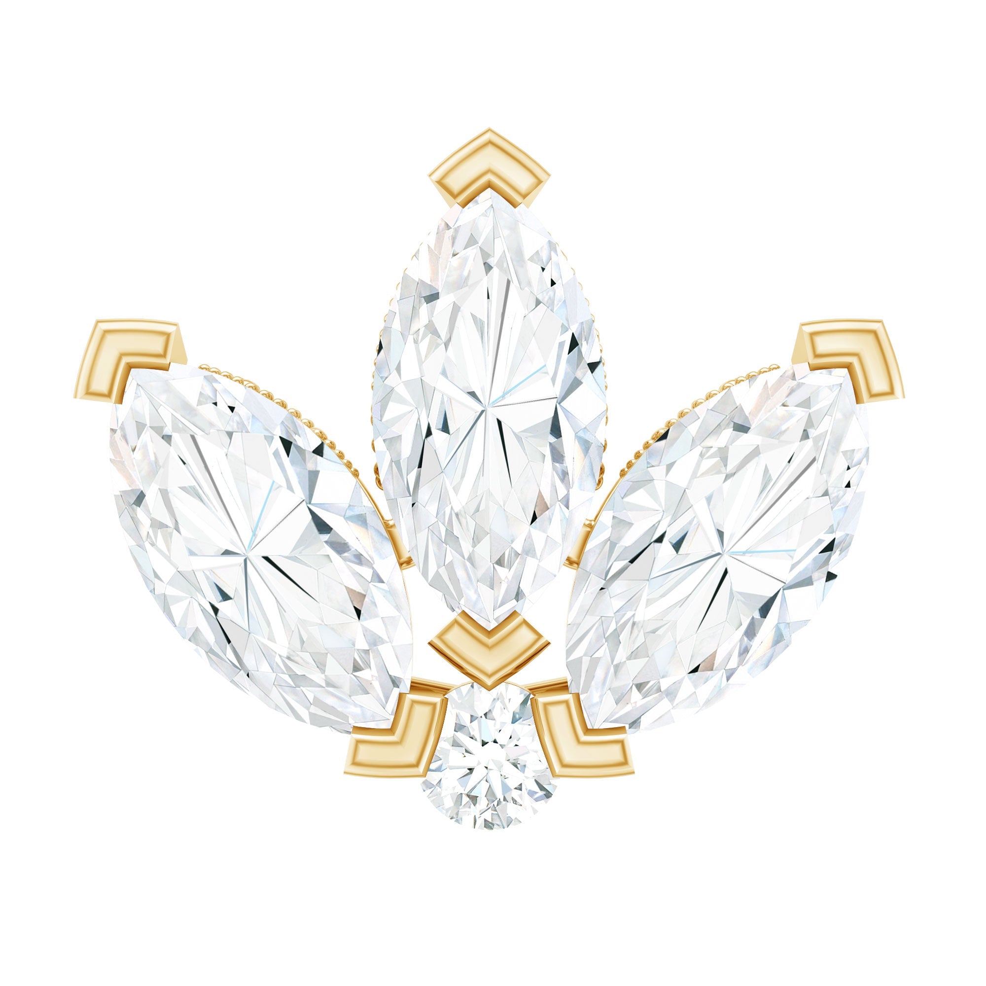Certified Moissanite Marquise Lotus Piercing Stud
