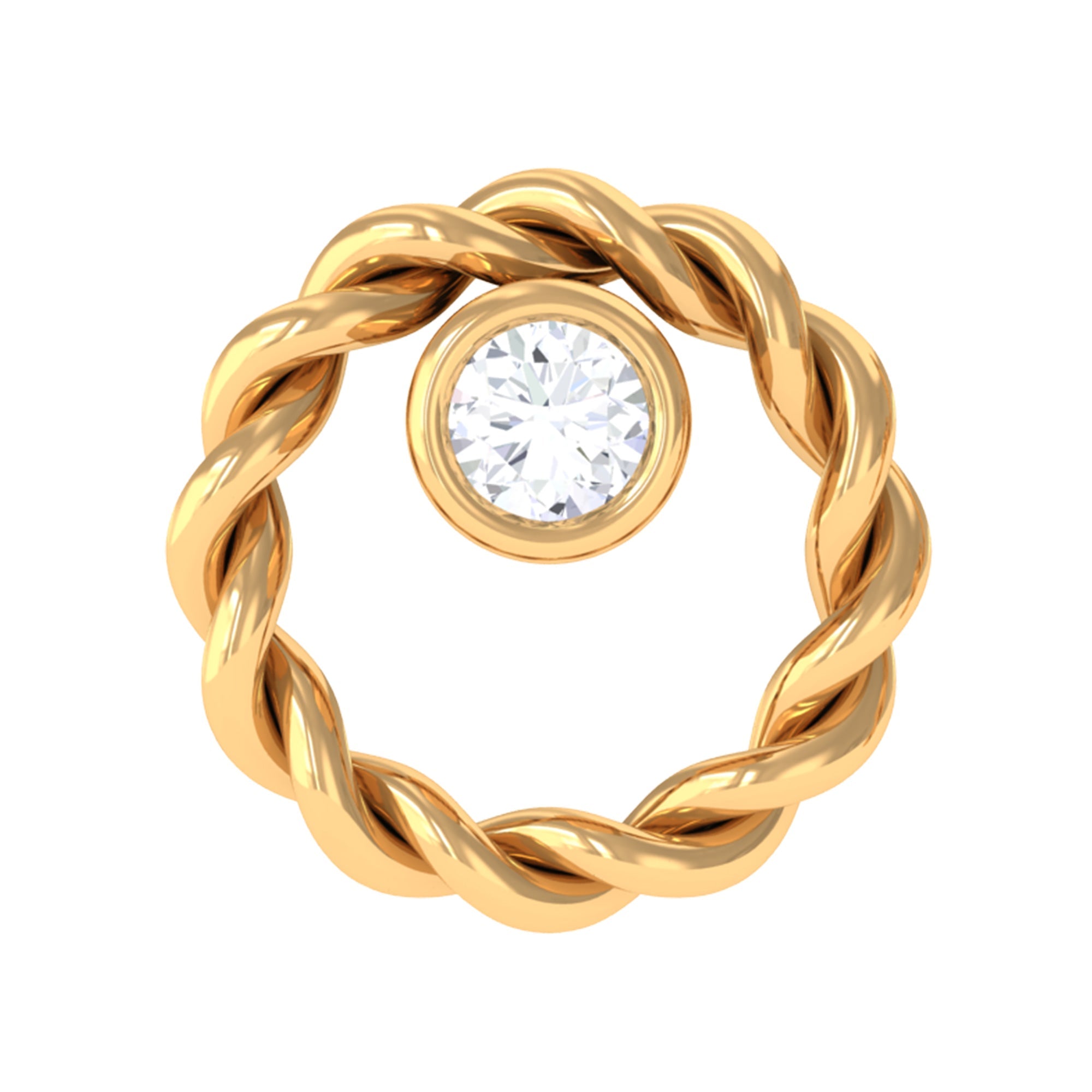 Bezel Set Round Diamond Nose Pin with Twisted Rope